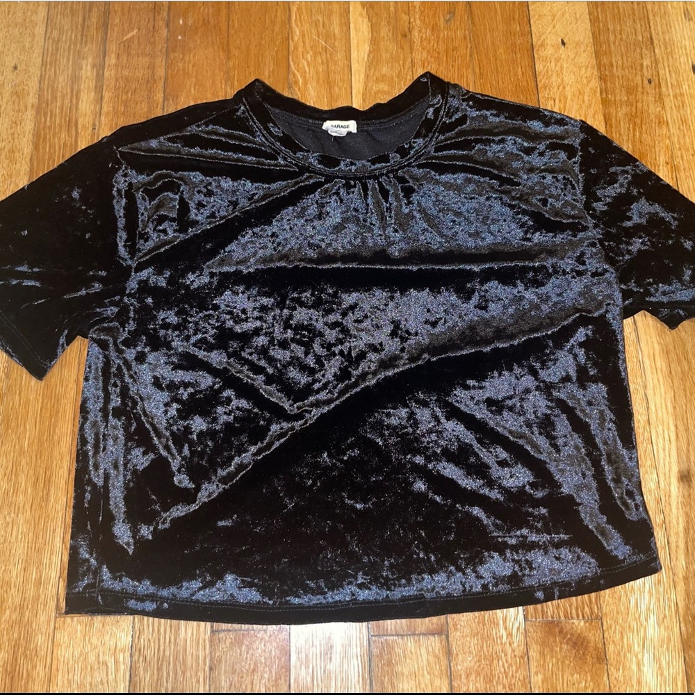 COPY - Garage Black Velvet Crop Top Size Small Women